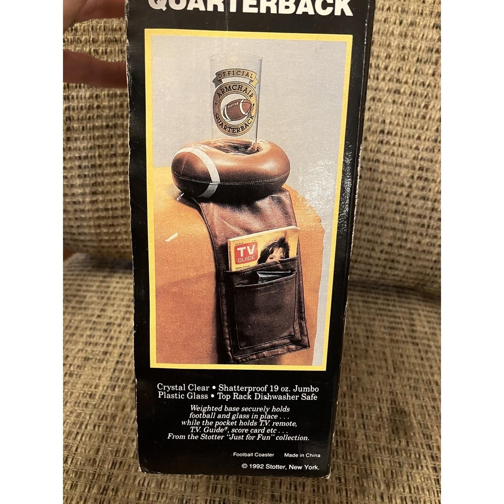 Vintage 1992 Stotter TV Armchair Quarterback Football Caddy Remote Holder Glass - Picture 6 of 7